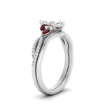 Load image into Gallery viewer, vine-split-band-marquise-cut-diamond-wedding-set-with-ruby-in-white-gold-FDENR3211MQGRUDRANGLE3-NL-WG.jpg
