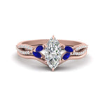 Load image into Gallery viewer, vine-split-band-marquise-cut-diamond-wedding-set-with-sapphire-in-rose-gold-FDENR3211MQGSABLANGLE3-NL-RG.jpg
