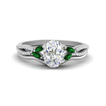 Load image into Gallery viewer, vine-split-band-oval-shaped-diamond-wedding-set-with-emerald-in-white-gold-FDENR3211OVGEMGRANGLE3-NL-WG.jpg
