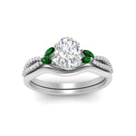 Load image into Gallery viewer, vine-split-band-oval-shaped-diamond-wedding-set-with-emerald-in-white-gold-FDENR3211OVGEMGRANGLE3-NL-WG.jpg

