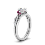 Load image into Gallery viewer, vine-split-band-oval-shaped-diamond-wedding-set-with-pink-sapphire-in-white-gold-FDENR3211OVGSADRPIANGLE3-NL-WG.jpg

