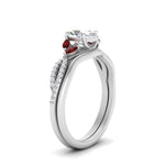 Load image into Gallery viewer, vine-split-band-oval-shaped-diamond-wedding-set-with-ruby-in-white-gold-FDENR3211OVGRUDRANGLE3-NL-WG.jpg

