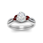 Load image into Gallery viewer, vine-split-band-oval-shaped-diamond-wedding-set-with-ruby-in-white-gold-FDENR3211OVGRUDRANGLE3-NL-WG.jpg

