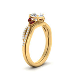 Load image into Gallery viewer, vine-split-band-oval-shaped-diamond-wedding-set-with-ruby-in-yellow-gold-FDENR3211OVGRUDRANGLE3-NL-YG.jpg
