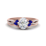 Load image into Gallery viewer, vine-split-band-oval-shaped-diamond-wedding-set-with-sapphire-in-rose-gold-FDENR3211OVGSABLANGLE3-NL-RG.jpg
