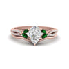 Load image into Gallery viewer, vine-split-band-pear-shaped-diamond-wedding-set-with-emerald-in-rose-gold-FDENR3211PEGEMGRANGLE3-NL-RG.jpg
