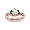 Load image into Gallery viewer, vine-split-band-pear-shaped-diamond-wedding-set-with-emerald-in-rose-gold-FDENR3211PEGEMGRANGLE3-NL-RG.jpg