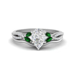 Load image into Gallery viewer, vine-split-band-pear-shaped-diamond-wedding-set-with-emerald-in-white-gold-FDENR3211PEGEMGRANGLE3-NL-WG.jpg
