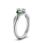Load image into Gallery viewer, vine-split-band-pear-shaped-diamond-wedding-set-with-emerald-in-white-gold-FDENR3211PEGEMGRANGLE3-NL-WG.jpg
