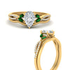 Load image into Gallery viewer, vine-split-band-pear-shaped-diamond-wedding-set-with-emerald-in-yellow-gold-FDENR3211PEGEMGRANGLE3-NL-YG.jpg