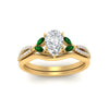 Load image into Gallery viewer, vine-split-band-pear-shaped-diamond-wedding-set-with-emerald-in-yellow-gold-FDENR3211PEGEMGRANGLE3-NL-YG.jpg