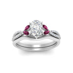 Load image into Gallery viewer, vine-split-band-pear-shaped-diamond-wedding-set-with-pink-sapphire-in-white-gold-FDENR3211PEGSADRPIANGLE3-NL-WG.jpg
