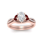 Load image into Gallery viewer, vine-split-band-pear-shaped-diamond-wedding-set-with-ruby-in-rose-gold-FDENR3211PEGRUDRANGLE3-NL-RG.jpg
