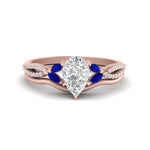 Load image into Gallery viewer, vine-split-band-pear-shaped-diamond-wedding-set-with-sapphire-in-rose-gold-FDENR3211PEGSABLANGLE3-NL-RG.jpg
