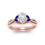 Load image into Gallery viewer, vine-split-band-pear-shaped-diamond-wedding-set-with-sapphire-in-rose-gold-FDENR3211PEGSABLANGLE3-NL-RG.jpg
