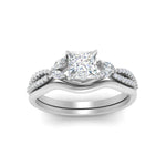 Load image into Gallery viewer, vine-split-band-princess-cut-diamond-wedding-set-in-white-gold-FDENR3211PRANGLE3-NL-WG
