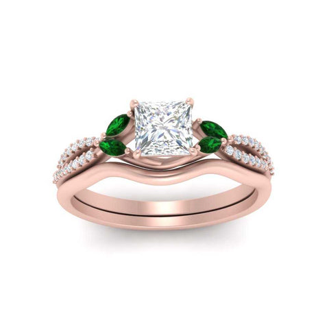 vine-split-band-princess-cut-diamond-wedding-set-with-emerald-in-rose-gold-FDENR3211PRGEMGRANGLE3-NL-RG