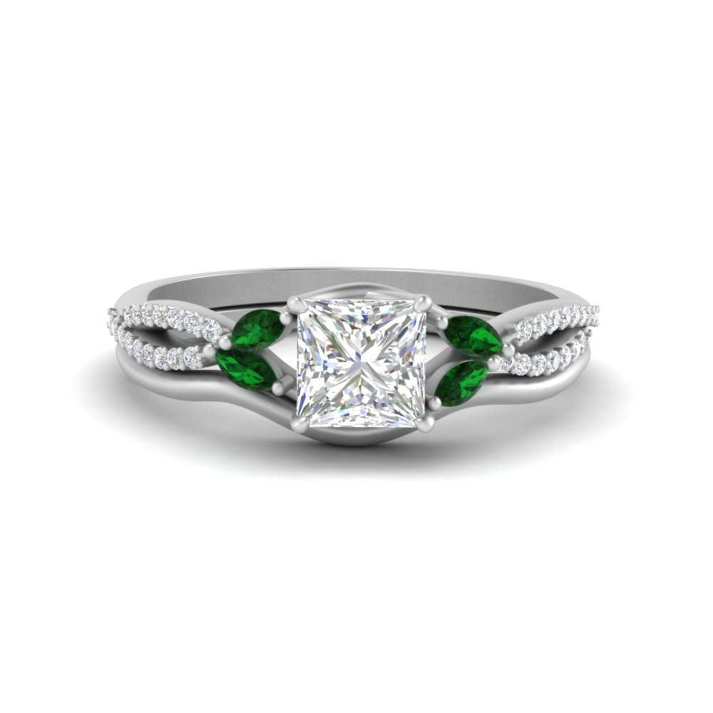 vine-split-band-princess-cut-diamond-wedding-set-with-emerald-in-white-gold-FDENR3211PRGEMGRANGLE3-NL-WG