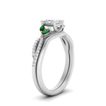 Load image into Gallery viewer, vine-split-band-princess-cut-diamond-wedding-set-with-emerald-in-white-gold-FDENR3211PRGEMGRANGLE3-NL-WG
