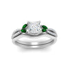 Load image into Gallery viewer, vine-split-band-princess-cut-diamond-wedding-set-with-emerald-in-white-gold-FDENR3211PRGEMGRANGLE3-NL-WG