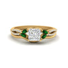 Load image into Gallery viewer, vine-split-band-princess-cut-diamond-wedding-set-with-emerald-in-yellow-gold-FDENR3211PRGEMGRANGLE3-NL-YG