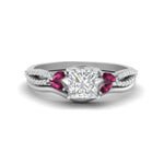 Load image into Gallery viewer, vine-split-band-princess-cut-diamond-wedding-set-with-pink-sapphire-in-white-gold-FDENR3211PRGSADRPIANGLE3-NL-WG
