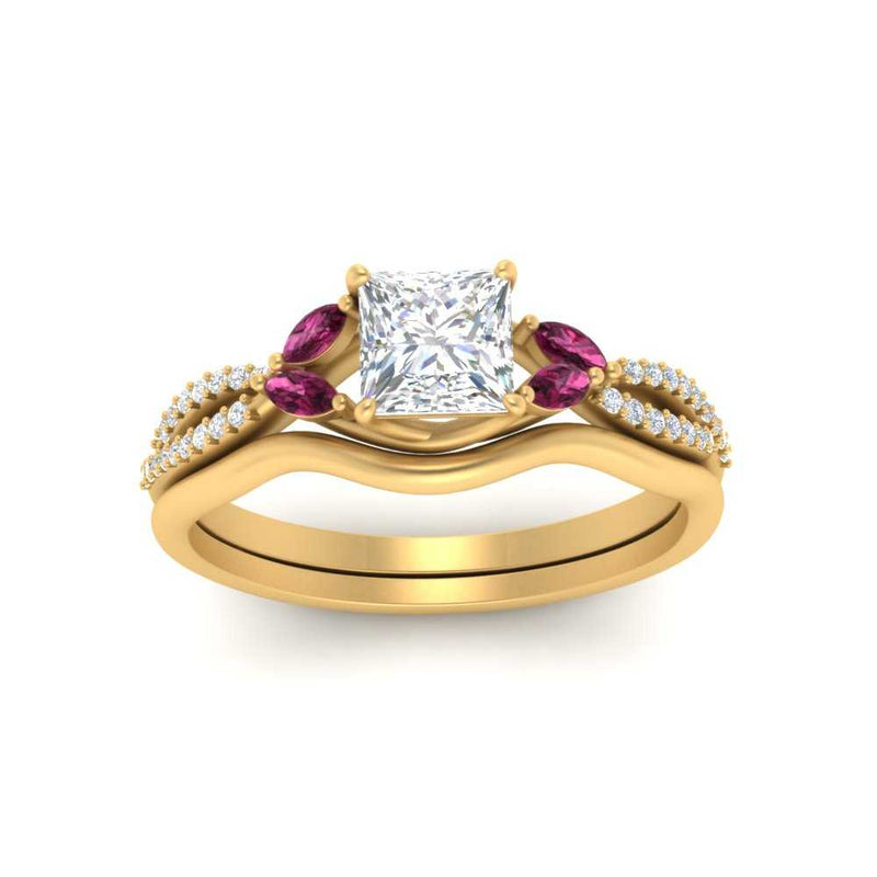 vine-split-band-princess-cut-diamond-wedding-set-with-pink-sapphire-in-yellow-gold-FDENR3211PRGSADRPIANGLE3-NL-YG
