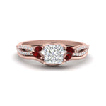 Load image into Gallery viewer, vine-split-band-princess-cut-diamond-wedding-set-with-ruby-in-rose-gold-FDENR3211PRGRUDRANGLE3-NL-RG