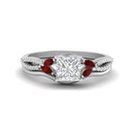 Load image into Gallery viewer, vine-split-band-princess-cut-diamond-wedding-set-with-ruby-in-white-gold-FDENR3211PRGRUDRANGLE3-NL-WG
