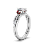 Load image into Gallery viewer, vine-split-band-princess-cut-diamond-wedding-set-with-ruby-in-white-gold-FDENR3211PRGRUDRANGLE3-NL-WG