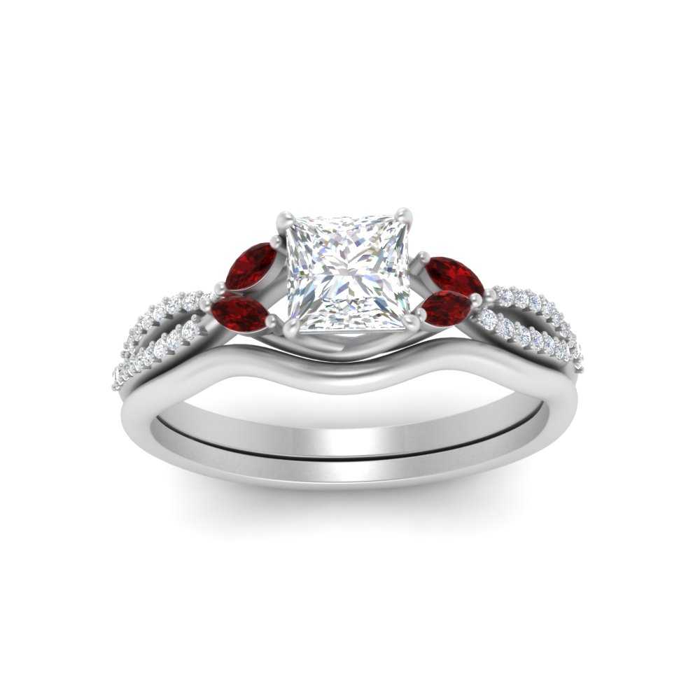 vine-split-band-princess-cut-diamond-wedding-set-with-ruby-in-white-gold-FDENR3211PRGRUDRANGLE3-NL-WG