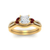 Load image into Gallery viewer, vine-split-band-princess-cut-diamond-wedding-set-with-ruby-in-yellow-gold-FDENR3211PRGRUDRANGLE3-NL-YG