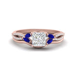 Load image into Gallery viewer, vine-split-band-princess-cut-diamond-wedding-set-with-sapphire-in-rose-gold-FDENR3211PRGSABLANGLE3-NL-RG