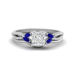 Load image into Gallery viewer, vine-split-band-princess-cut-diamond-wedding-set-with-sapphire-in-white-gold-FDENR3211PRGSABLANGLE3-NL-WG
