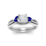 Load image into Gallery viewer, vine-split-band-princess-cut-diamond-wedding-set-with-sapphire-in-white-gold-FDENR3211PRGSABLANGLE3-NL-WG
