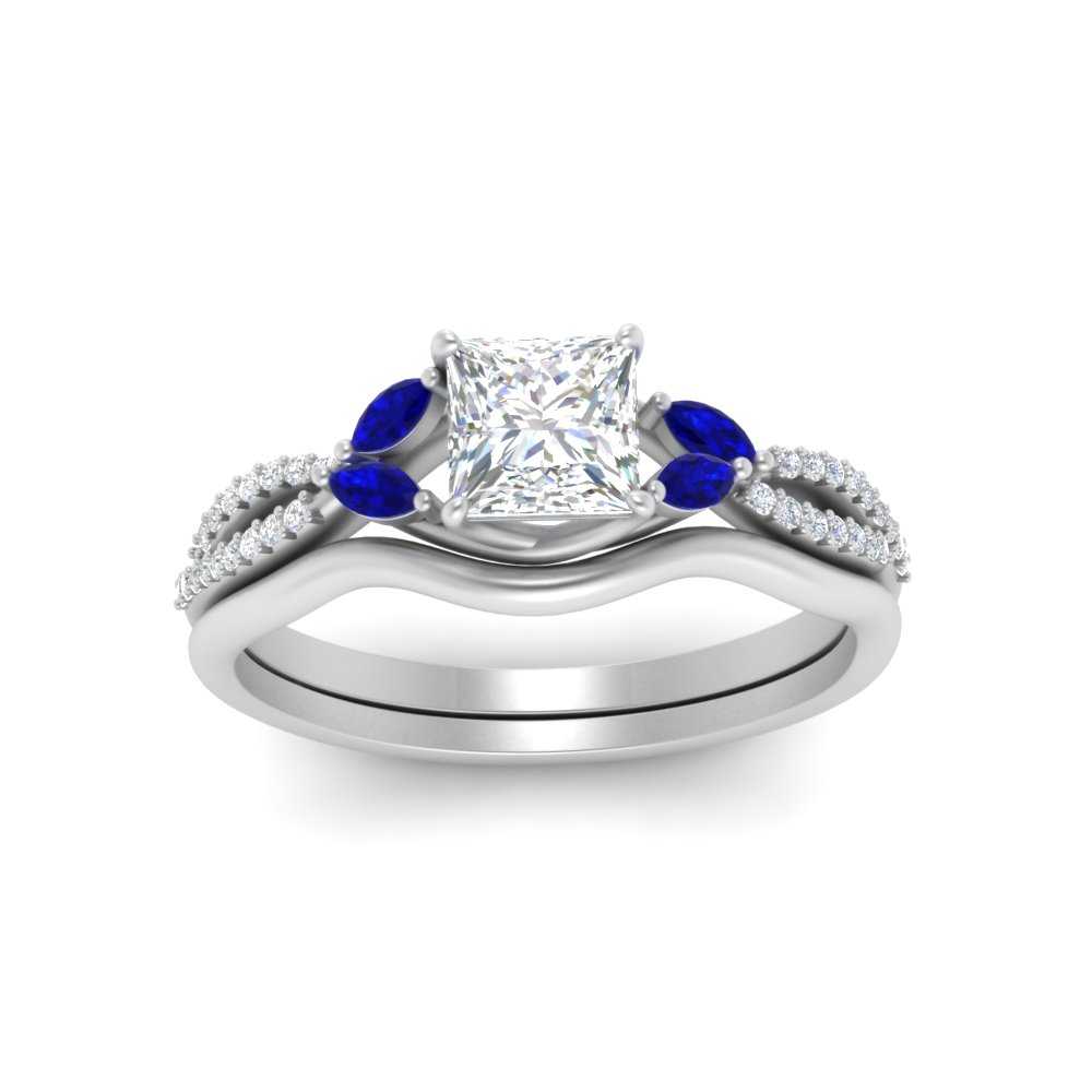 vine-split-band-princess-cut-diamond-wedding-set-with-sapphire-in-white-gold-FDENR3211PRGSABLANGLE3-NL-WG