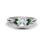 Load image into Gallery viewer, vine-split-band-radiant-cut-diamond-wedding-set-with-emerald-in-white-gold-FDENR3211RAGEMGRANGLE3-NL-WG.jpg

