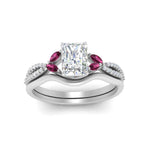 Load image into Gallery viewer, vine-split-band-radiant-cut-diamond-wedding-set-with-pink-sapphire-in-white-gold-FDENR3211RAGSADRPIANGLE3-NL-WG.jpg
