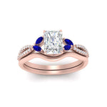 Load image into Gallery viewer, vine-split-band-radiant-cut-diamond-wedding-set-with-sapphire-in-rose-gold-FDENR3211RAGSABLANGLE3-NL-RG.jpg
