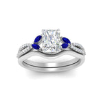 Load image into Gallery viewer, vine-split-band-radiant-cut-diamond-wedding-set-with-sapphire-in-white-gold-FDENR3211RAGSABLANGLE3-NL-WG.jpg
