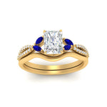 Load image into Gallery viewer, vine-split-band-radiant-cut-diamond-wedding-set-with-sapphire-in-yellow-gold-FDENR3211RAGSABLANGLE3-NL-YG.jpg
