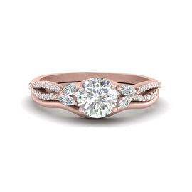 Vine Round Cut Lab Grown Diamond Wedding Ring Set