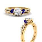 Load image into Gallery viewer, vine-split-band-round-cut-diamond-wedding-set-with-sapphire-in-yellow-gold-FDENR3211ROGSABLANGLE3-NL-YG.jpg
