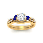 Load image into Gallery viewer, vine-split-band-round-cut-diamond-wedding-set-with-sapphire-in-yellow-gold-FDENR3211ROGSABLANGLE3-NL-YG.jpg
