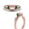 Load image into Gallery viewer, vine-split-band-semi-mount-diamond-wedding-set-with-emerald-in-rose-gold-FDENR3211SMGEMGRANGLE3-NL-RG.jpg