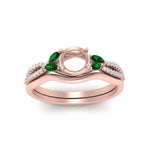 Load image into Gallery viewer, vine-split-band-semi-mount-diamond-wedding-set-with-emerald-in-rose-gold-FDENR3211SMGEMGRANGLE3-NL-RG.jpg