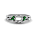 Load image into Gallery viewer, vine-split-band-semi-mount-diamond-wedding-set-with-emerald-in-white-gold-FDENR3211SMGEMGRANGLE3-NL-WG.jpg