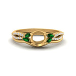 Load image into Gallery viewer, vine-split-band-semi-mount-diamond-wedding-set-with-emerald-in-yellow-gold-FDENR3211SMGEMGRANGLE3-NL-YG.jpg