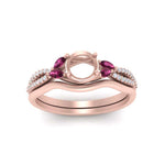 Load image into Gallery viewer, vine-split-band-semi-mount-diamond-wedding-set-with-pink-sapphire-in-rose-gold-FDENR3211SMGSADRPIANGLE3-NL-RG.jpg