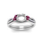 Load image into Gallery viewer, vine-split-band-semi-mount-diamond-wedding-set-with-pink-sapphire-in-white-gold-FDENR3211SMGSADRPIANGLE3-NL-WG.jpg